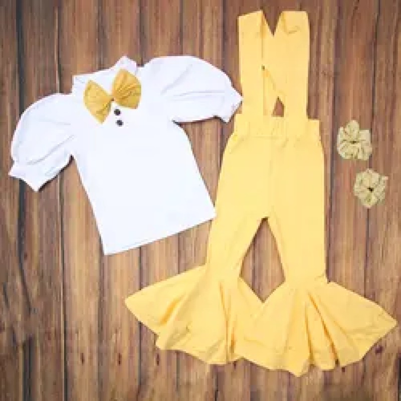 Spring/Summer Baby Girl Two-Piece Set Girls Sleeveless Top Bell Bottom Pants