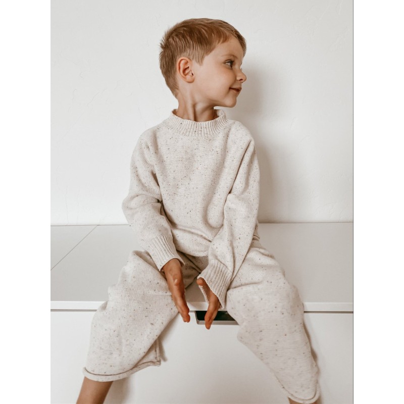 Super Soft Unisex Baby Knit Sweater Custom Color Sprinkles Cotton Pullover Set Long Sleeve Pants Mommy & Me Set