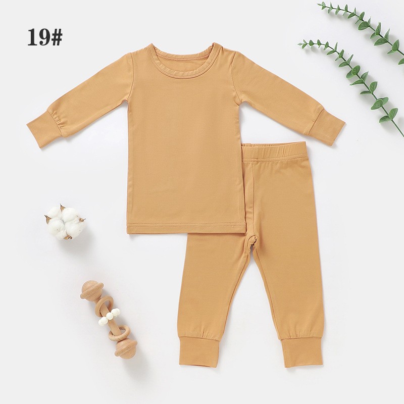 2pcs Viscose Bamboo Spandex Long Sleeve Shirt Pants Set Children's Pajamas Wholesale Casual Wear Boy/Girl Clothing Set