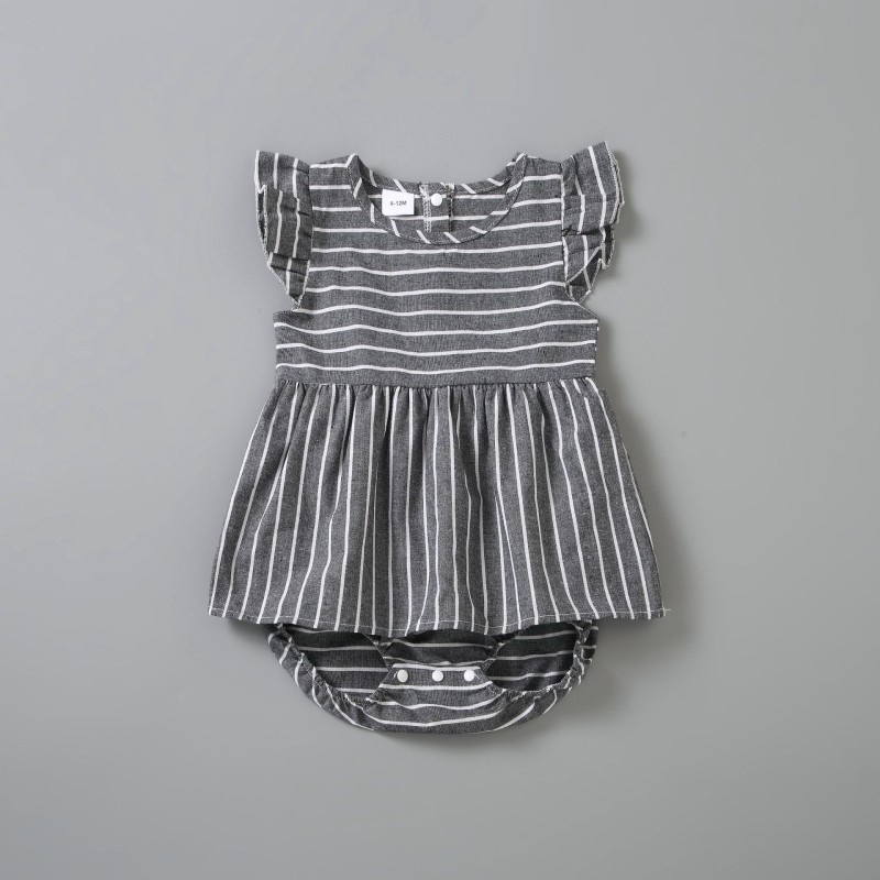 Mother Daughter Family Matching Clothing Women's Wear Mommy and Me and Baby Wear Stripe Romper