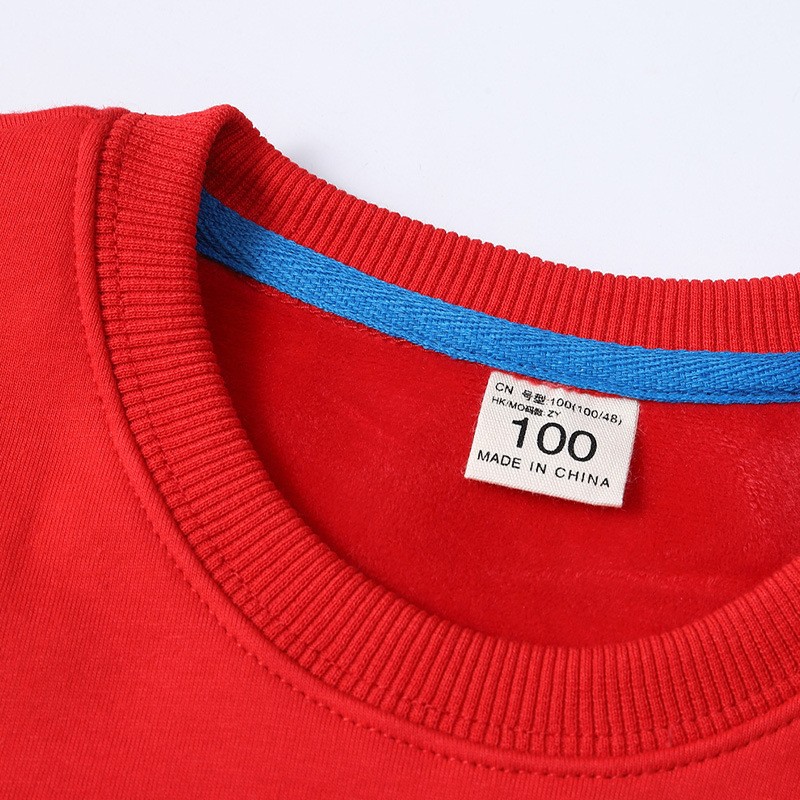 New Arrival Kids Sweater Round Neck Small/Medium Autumn/Winter Children Pullover Solid Color Fleece Lined Korean Style Sweater