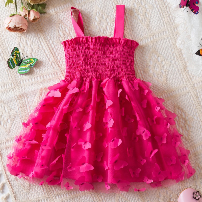 In Stock 3-5 Years Butterfly Sleeveless Chiffon Baby Girl Outerwear 2 Years Toddler Girl Long Wing Blouse