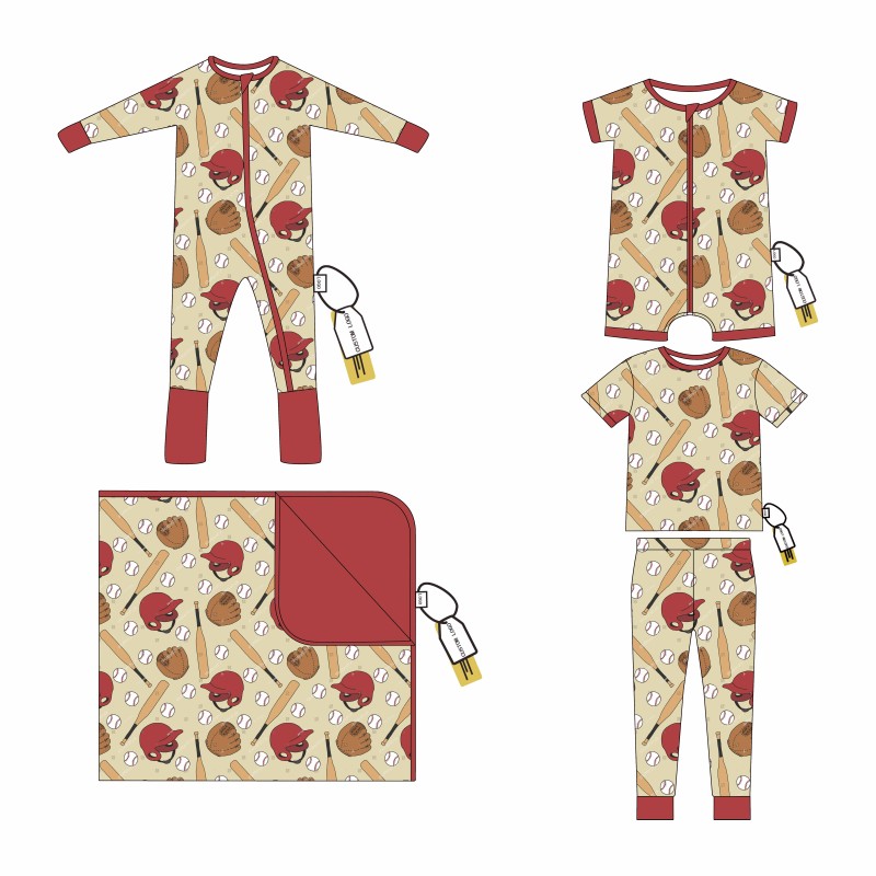 Bamboo Baby Romper Kids Pajamas Zipper Romper Footed Zippy Toddler Baby Girl Romper Baseball Print Romper