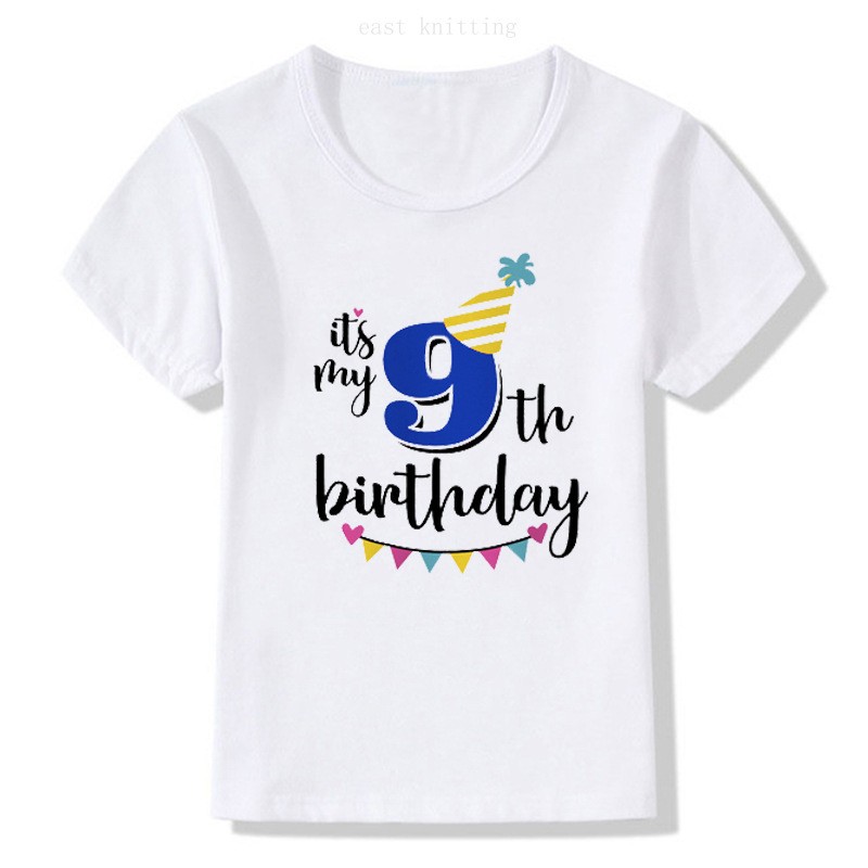 Kids Birthday T-Shirt Toddler Letter Top Cartoon Print Boy T-Shirt