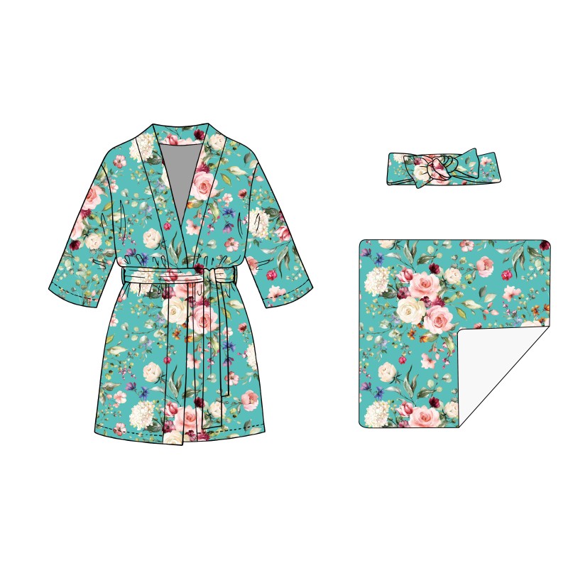 Mommy & Me Robe Swaddle Set Maternity Robe Matching Baby 105*105cm Swaddle Headband Set Girl Boy Hospital Delivery