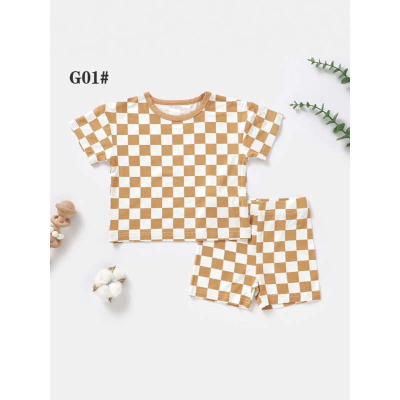 2pcs Set Viscose Bamboo Spandex Short Sleeve Shirt with Shorts Set Children's Clothing Wholesale Summer Toddler Boy Clothing Set