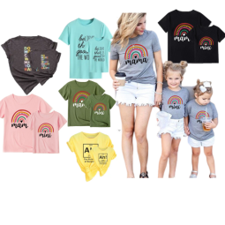 Custom Design Mommy and Me Matching Clothes Wholesale Family Clothing Shirt Mom Baby Cotton T-Shirt Matching Family Outfit