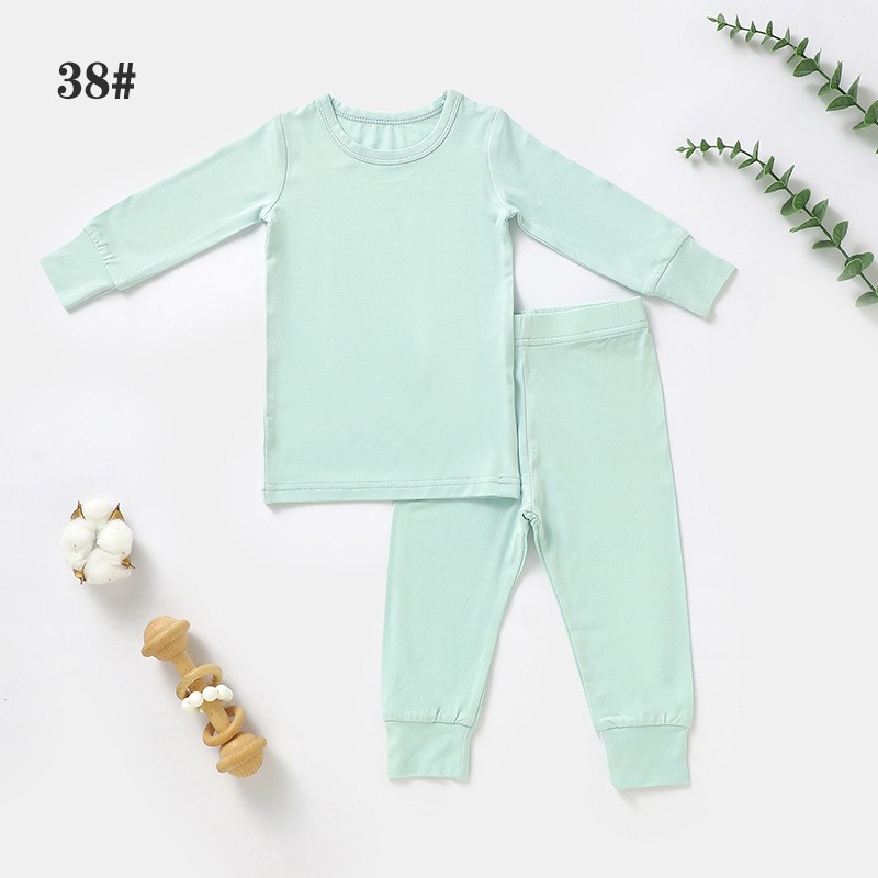 2pcs Viscose Bamboo Spandex Long Sleeve Shirt Pants Set Children's Pajamas Wholesale Casual Wear Boy/Girl Clothing Set