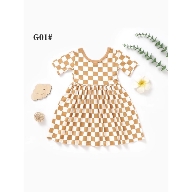 Yiyuan Custom In Stock Summer Viscose Girls Bamboo Children's Clothing Twirl Soft Baby Girl Dress