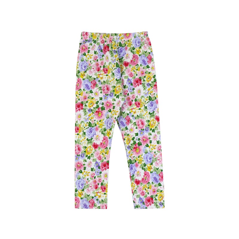 New Arrival Spring/Summer Flower Print Girl Leggings Soft Fabric Polyester Pants Children Casual Pants