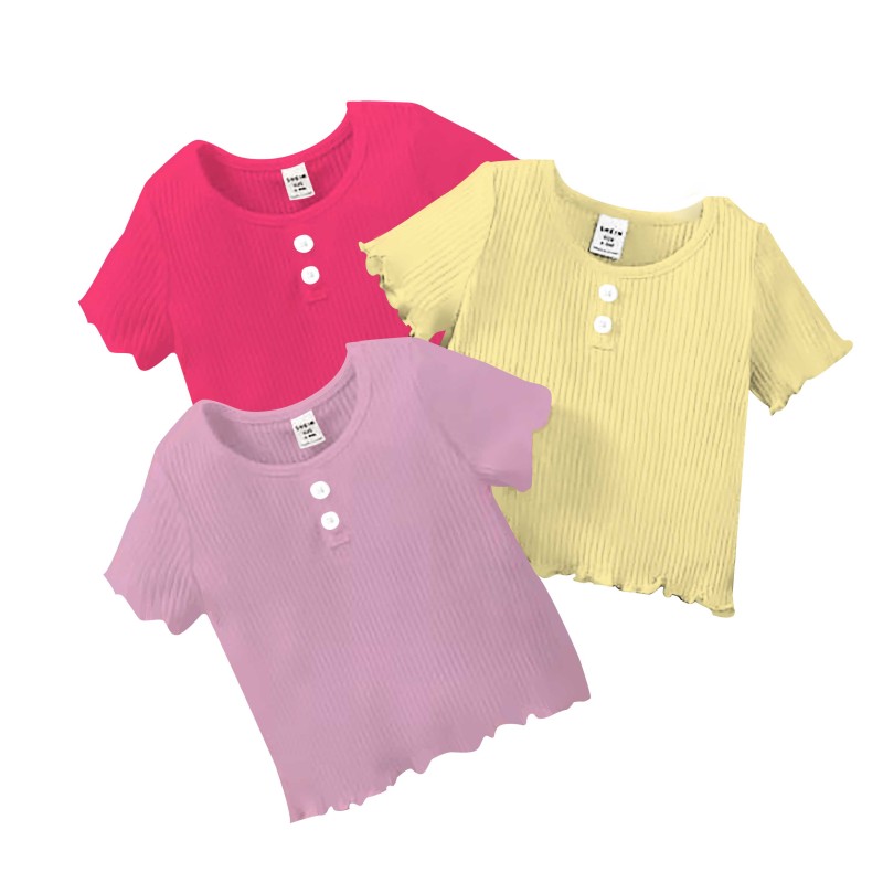 Sale Children's Clothing Solid Ribbon Girl T-Shirt 3pcs $5.98