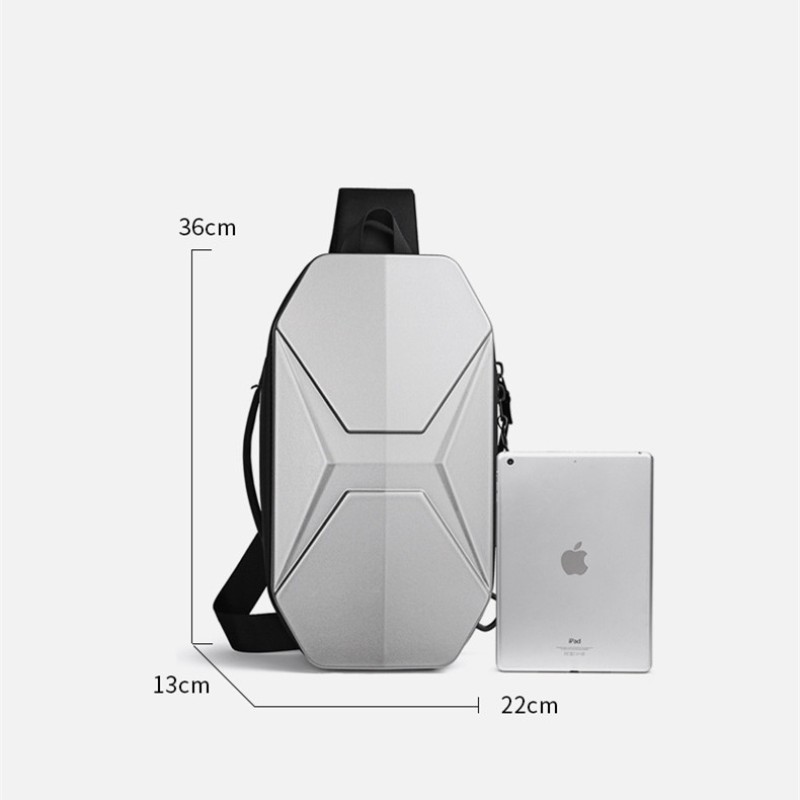 Men's Fashion Crossbody Sling Bag with Hard Shell and USB Charging File Holder Sports Entertainment Products