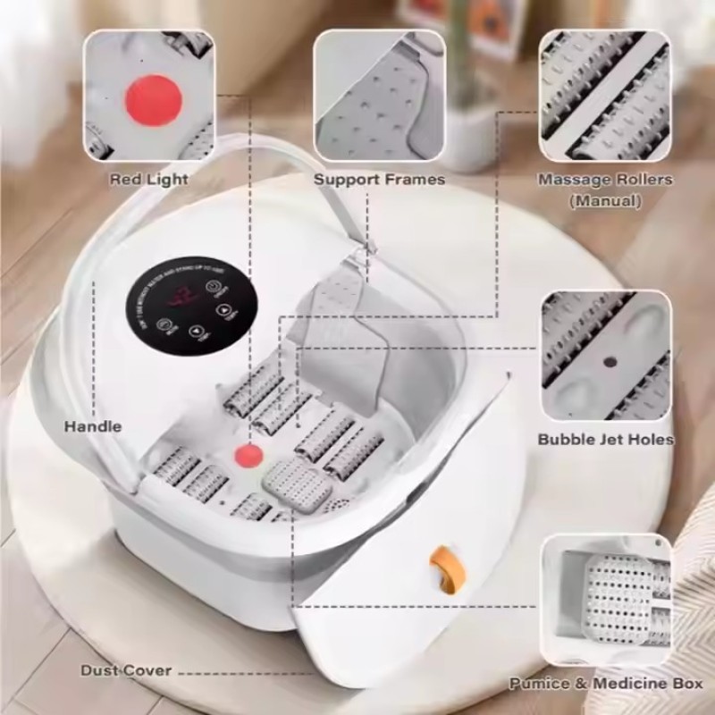Spa Foot Massager Soaking Tub Foldable Remote Control Electric Heating Foot Bath Massager