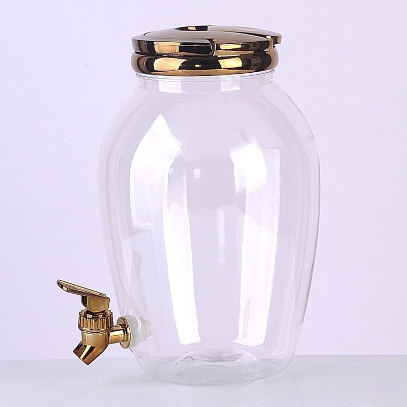 Hot-Selling Transparent Plastic Summer Beverage Dispenser with Faucet Press-Type Camping Water Flow