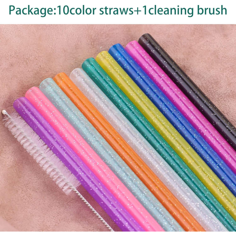 Hot-Selling Eco-Friendly Pet Material Straw Reusable Crystal Swirl Corrugated Straw