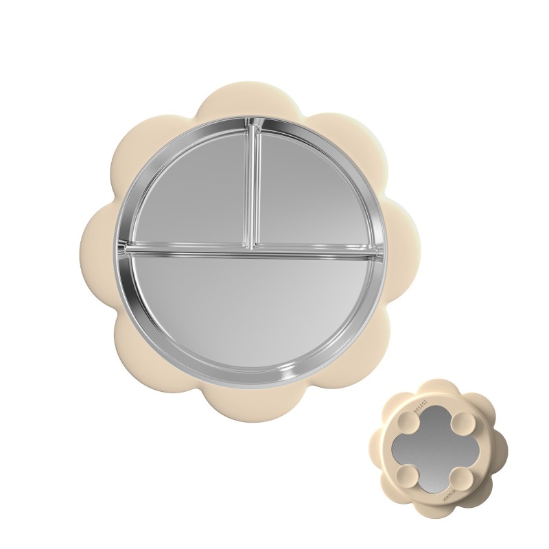 2025 Hot-Selling New Baby Product Cute Design Stainless Steel Baby Suction Plate Removable Silicone Shell