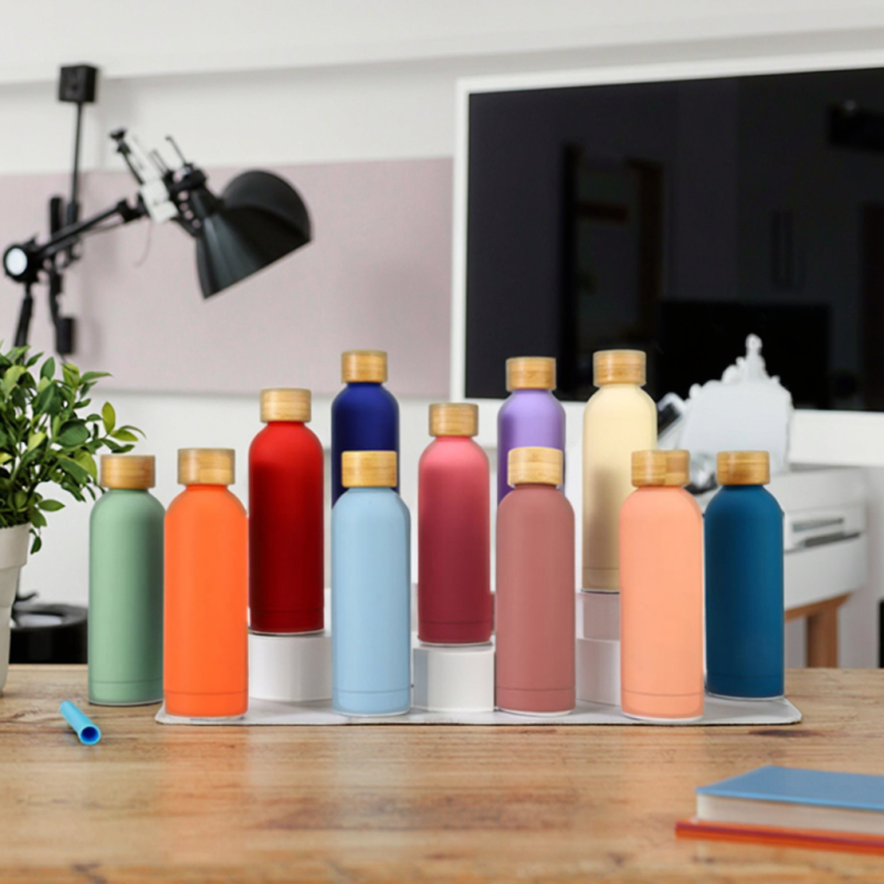 Bamboo Narrow-Neck Insulated Cup Outdoor Sports Water Bottle Custom Portable Stainless Steel Cup