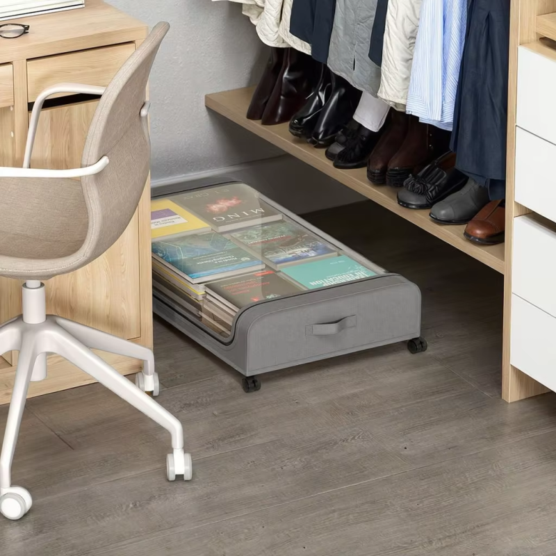 Dust-Proof Under-Bed Storage Rack with Simple Clothing Storage Bag and Wheels New Simple Storage Box