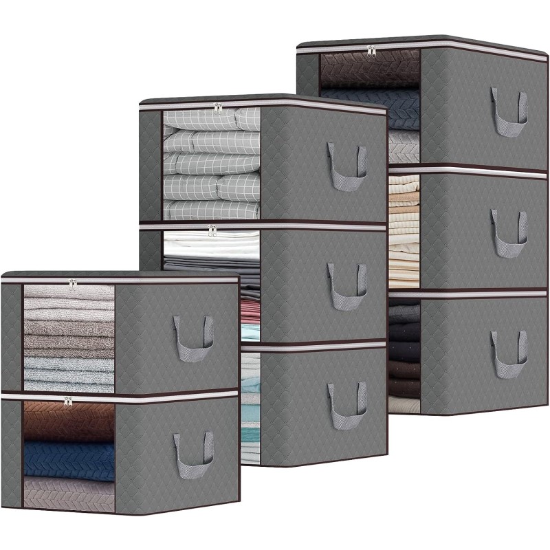 Large Foldable Cotton Linen Clothes Storage Organizer Foldable Folding Bed Thick Breathable Fabric Under-Bed Storage Box Bag