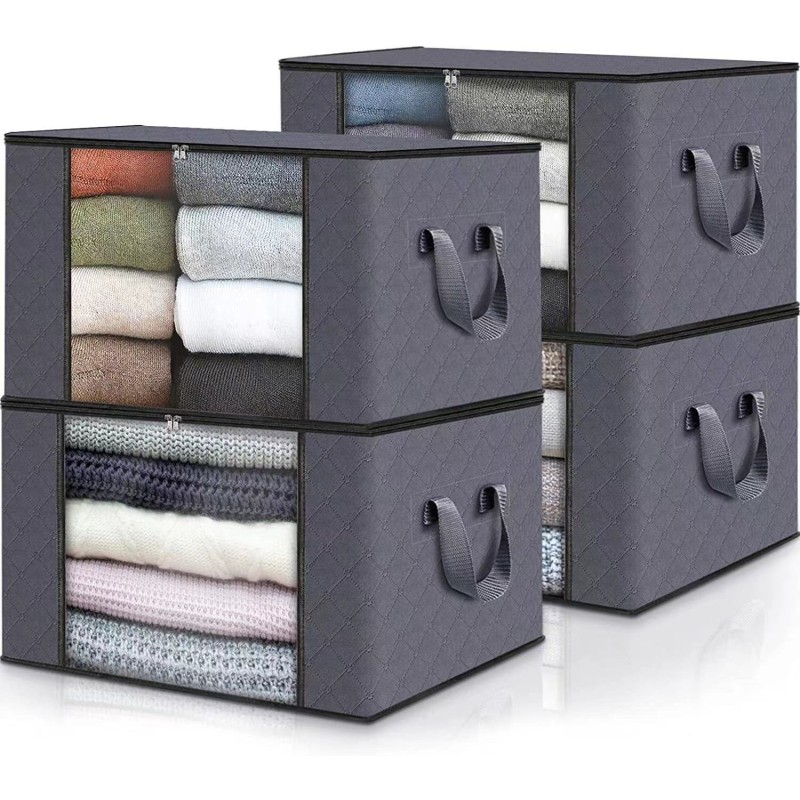 Large Foldable Cotton Linen Clothes Storage Organizer Foldable Folding Bed Thick Breathable Fabric Under-Bed Storage Box Bag