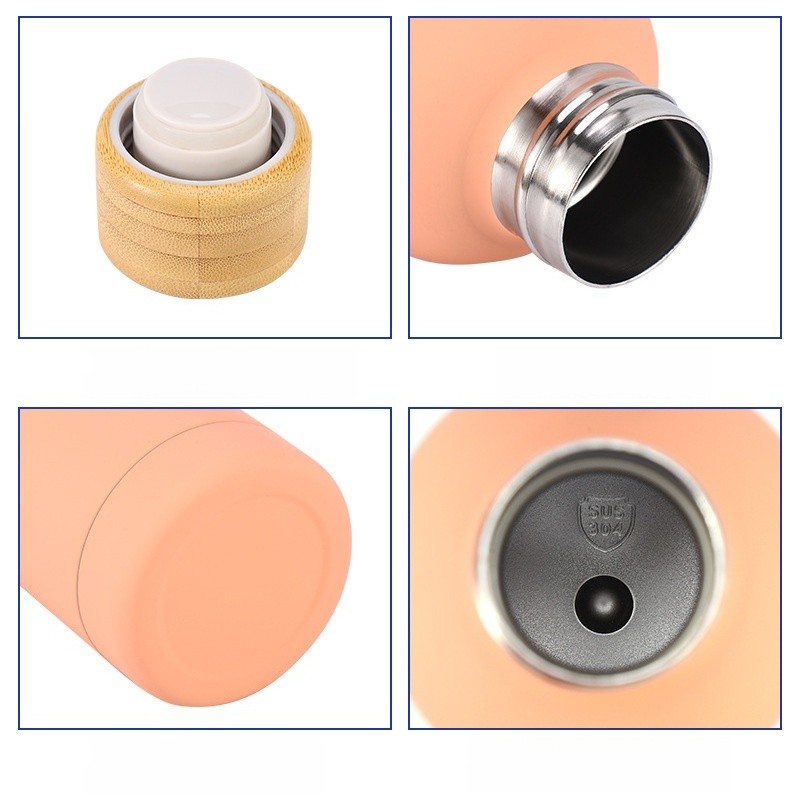 Bamboo Narrow-Neck Insulated Cup Outdoor Sports Water Bottle Custom Portable Stainless Steel Cup