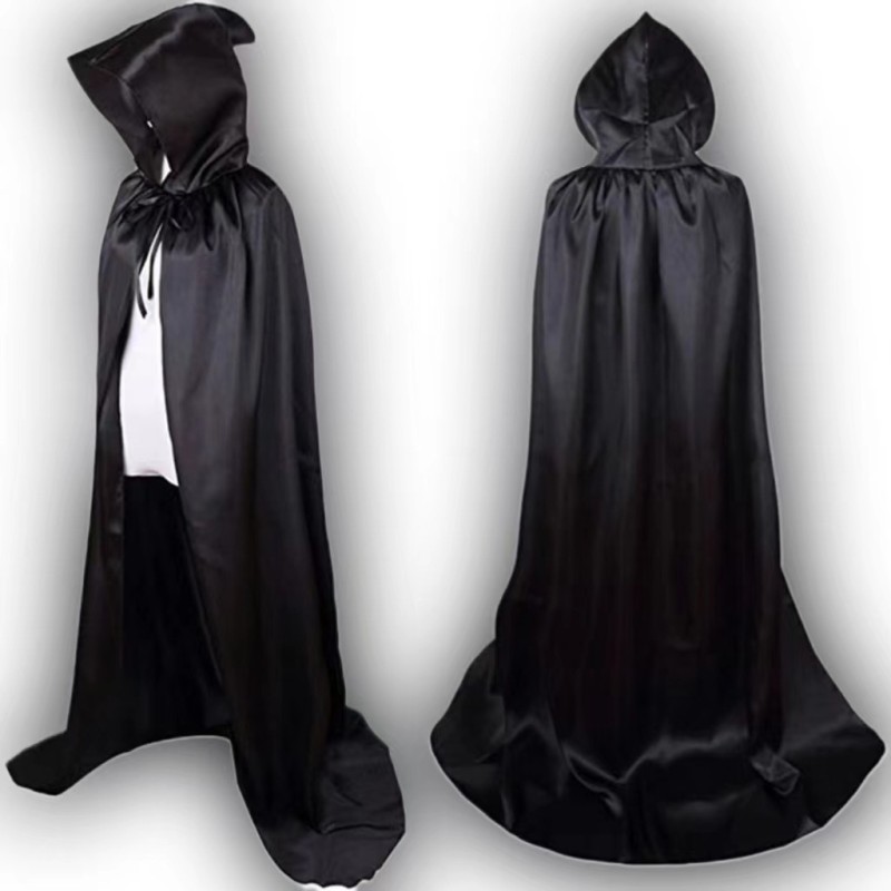 Wholesale Black Satin Halloween Cloak 4 Sizes Party Decoration and Toy Display Promotion Selection