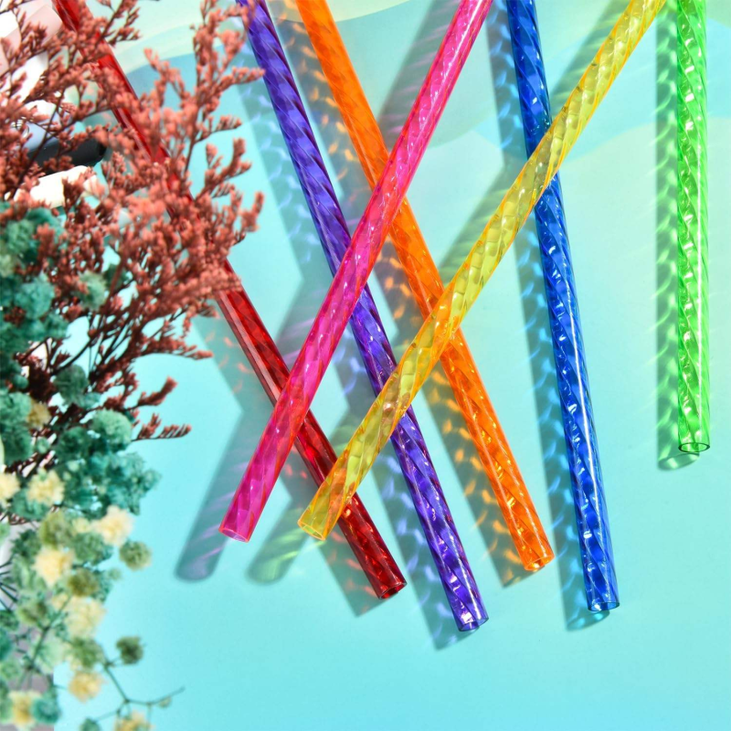 Hot-Selling Eco-Friendly Pet Material Straw Reusable Crystal Swirl Corrugated Straw