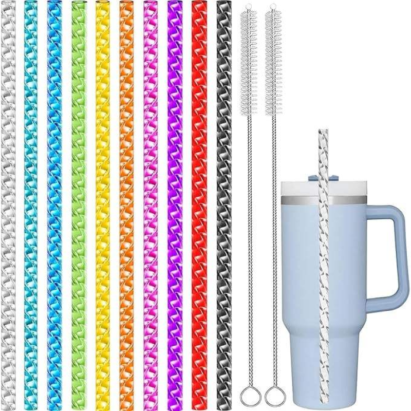 Hot-Selling Eco-Friendly Pet Material Straw Reusable Crystal Swirl Corrugated Straw