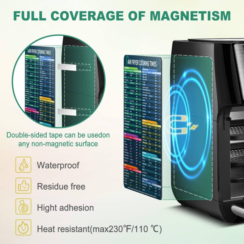 Modern Plastic Air Fryer Quick Reference Guide Magnetic Cheat Sheet Cooking Frying Christmas Sign Fahrenheit Cooking Time