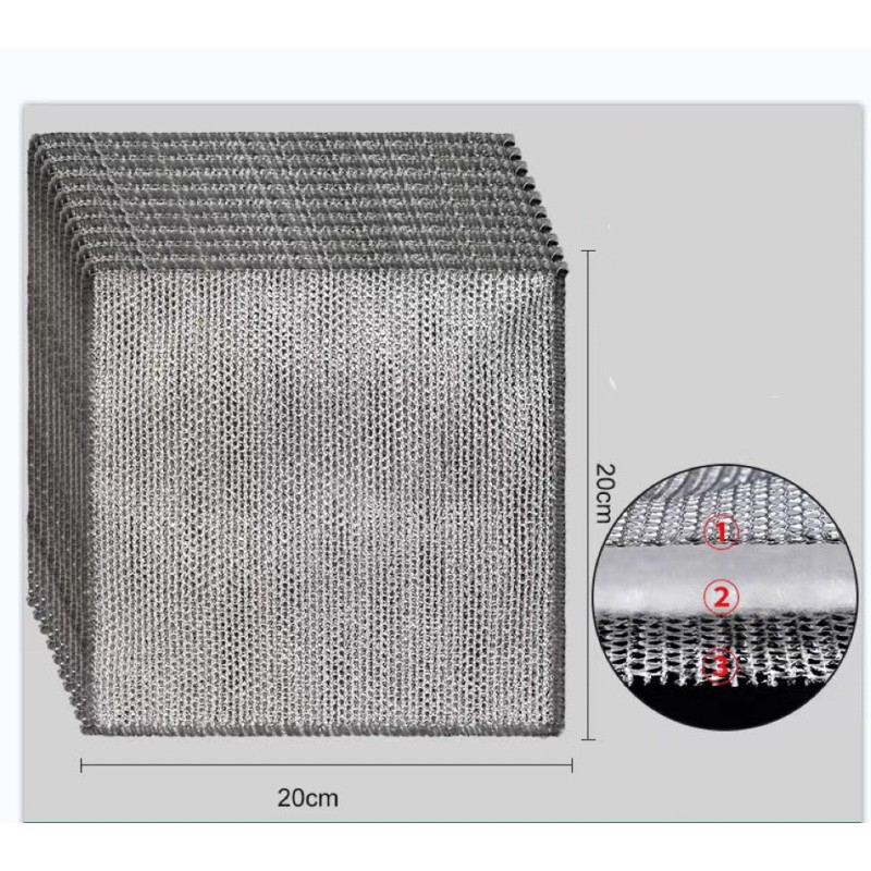 Multipurpose Double-Sided Silver Fiber Dishwashing Cloth Reusable Kitchen Cleaning Cloth and Non-Oily Pot Wiping Cloth