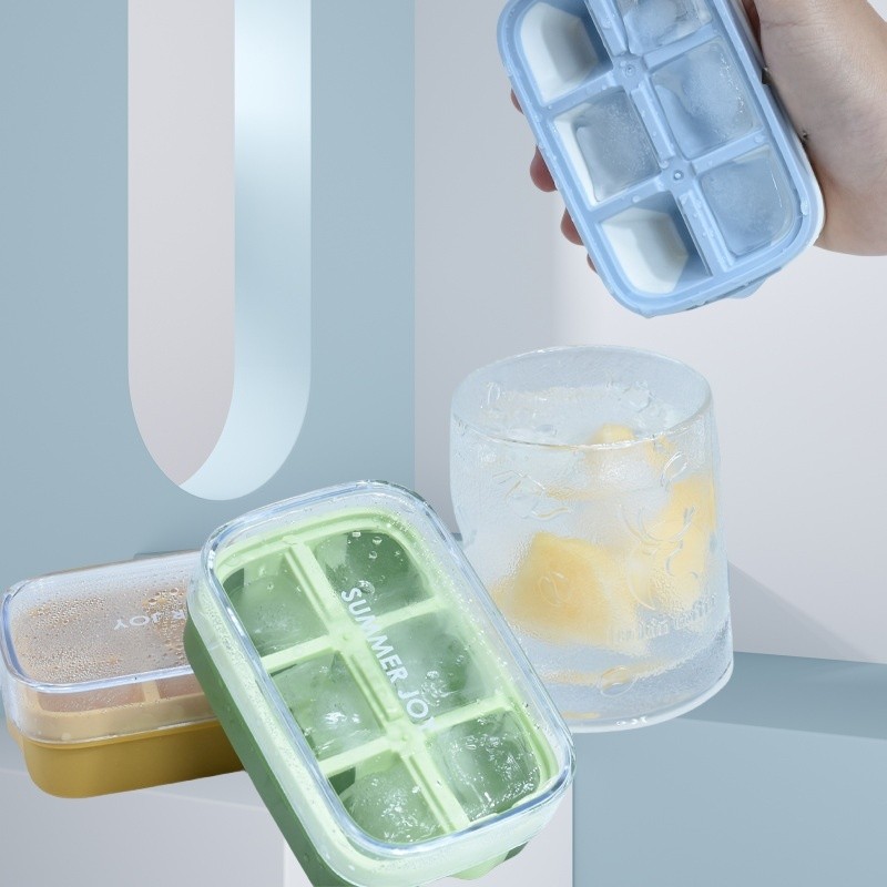 Large Square Silicone Freezer Soup Storage Container with Lid Grid Ice Cube Tray for Ice Cube Molds