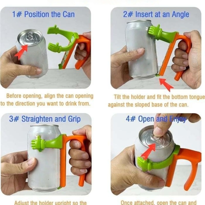 ABS Beverage Can Double-Hand Grip Suction Cup Holder with Anti-Spill Cup Lid and Beverage Can Holder