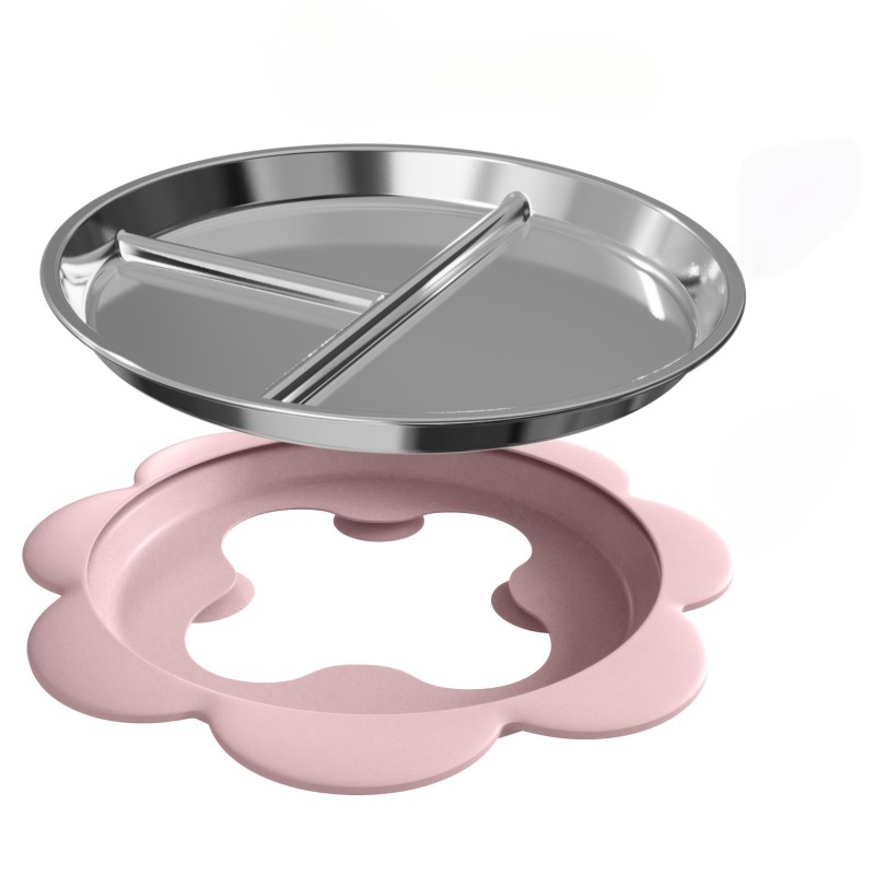 2025 Hot-Selling New Baby Product Cute Design Stainless Steel Baby Suction Plate Removable Silicone Shell