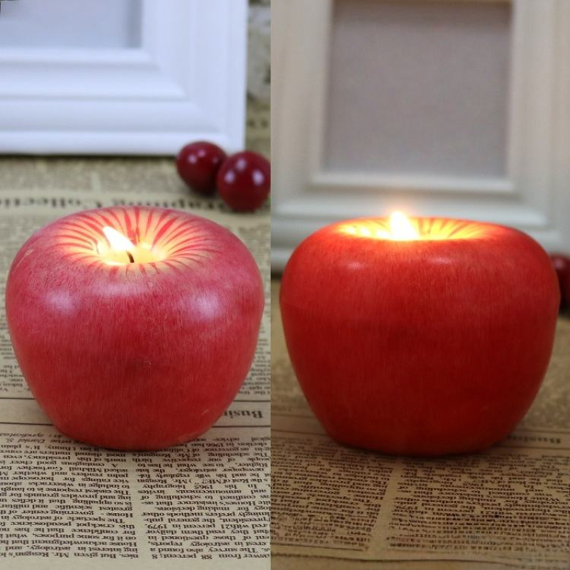 Creative Realistic Apple Candle Christmas Desktop Decoration Ornament Festival Figurine Toy Gift High-Quality