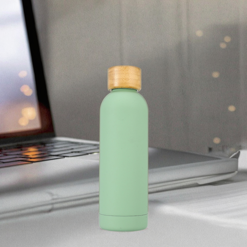 Bamboo Narrow-Neck Insulated Cup Outdoor Sports Water Bottle Custom Portable Stainless Steel Cup