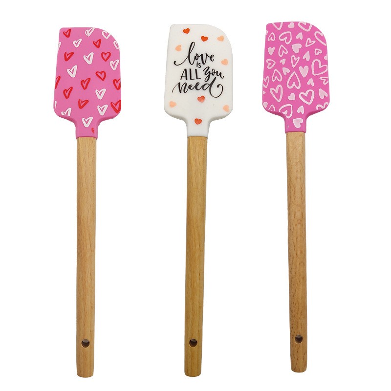 Valentine's Day Baking Pastry Scraper Baking Silicone Spatula Printed Pattern Silicone Spatula