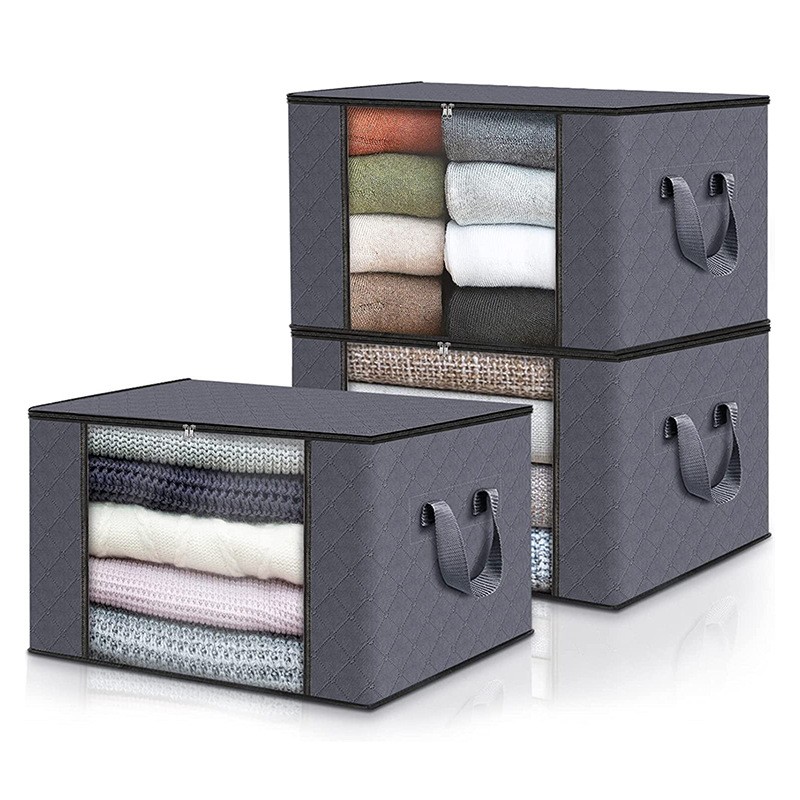 Large Foldable Cotton Linen Clothes Storage Organizer Foldable Folding Bed Thick Breathable Fabric Under-Bed Storage Box Bag