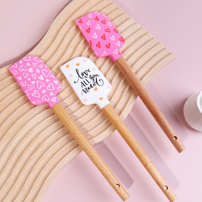 Valentine's Day Baking Pastry Scraper Baking Silicone Spatula Printed Pattern Silicone Spatula