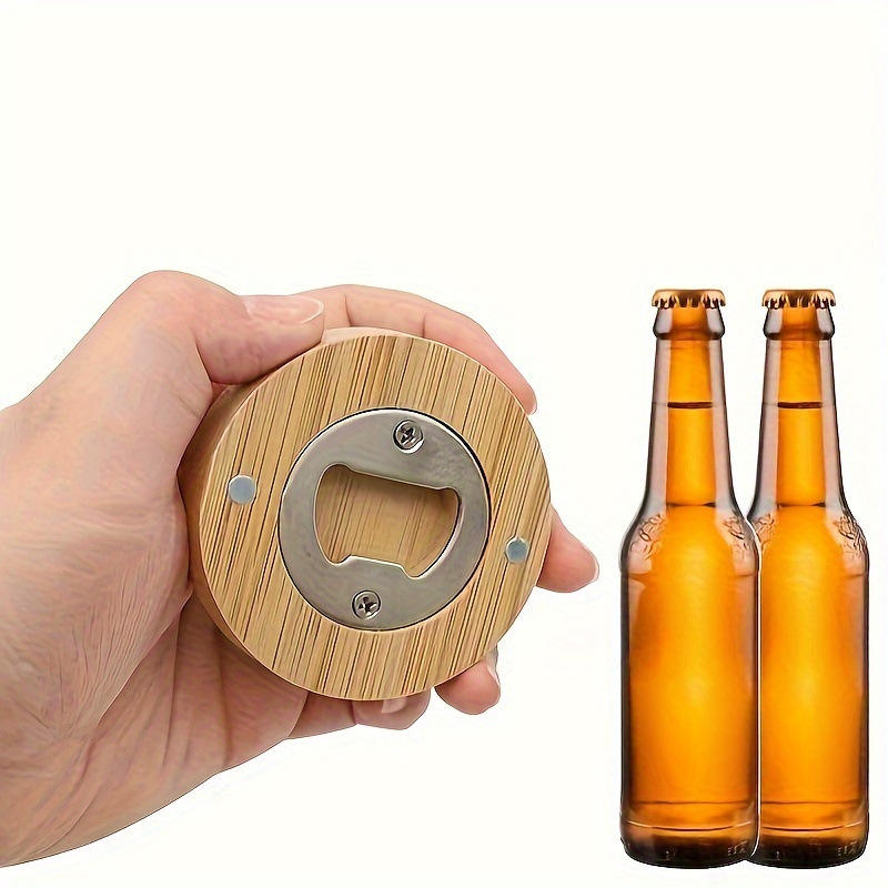 Handmade Bamboo Wood Magnet Bottle Opener Cross-Border DIY Wedding Party Gift Ready Stock Manufacturer Made