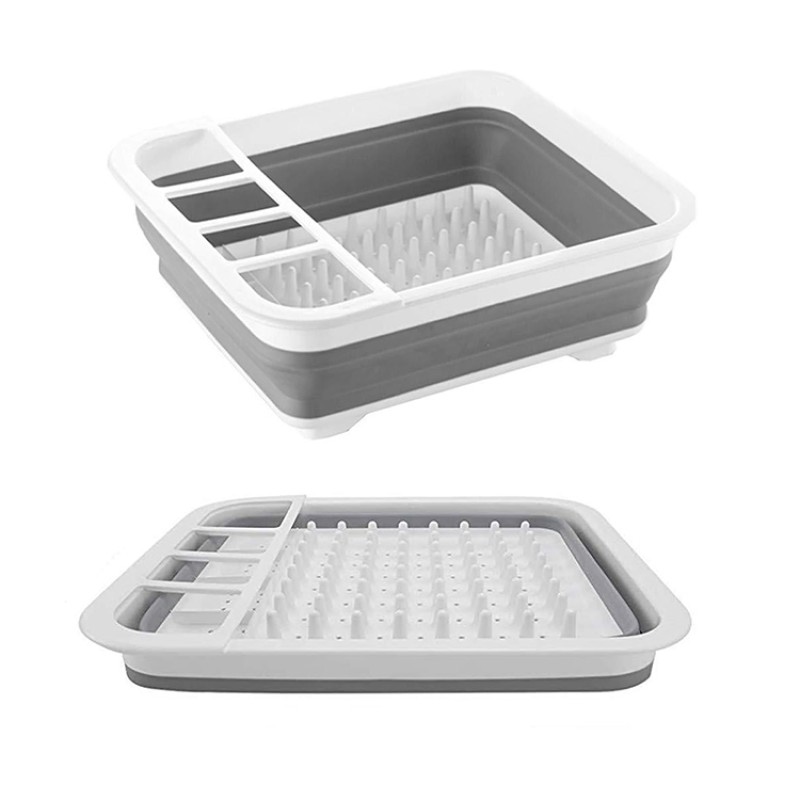 Hot Selling High Quality Square Plastic Rack Dish Folding Storage Dish Drainer Rack Kitchen Storage Rack