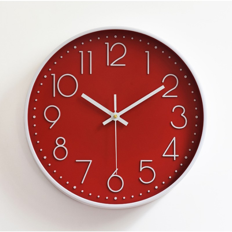 Online Hot Selling Sale New Product 12 Inch 30cm Injection Color Plastic Round Silent Wall Clock Home Decoration Tool Supplies
