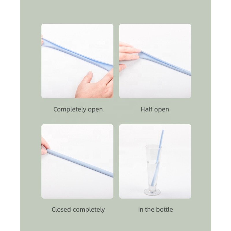 BPA Free Silicone Straw Openable and Washable No Brush Needed Reusable Snap Straw