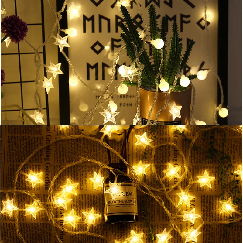 Led Christmas Light Party 10/20/60LED Stars Outdoor Christmas Ball Led Copper Wire Light Christmas Ornament Light