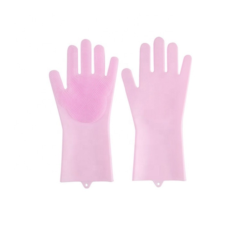 Custom Made 100% Food Grade Hot Sale 120g Heat Resistant Brush Magic Silicone Dishwashing Gloves With Wash Scrubber