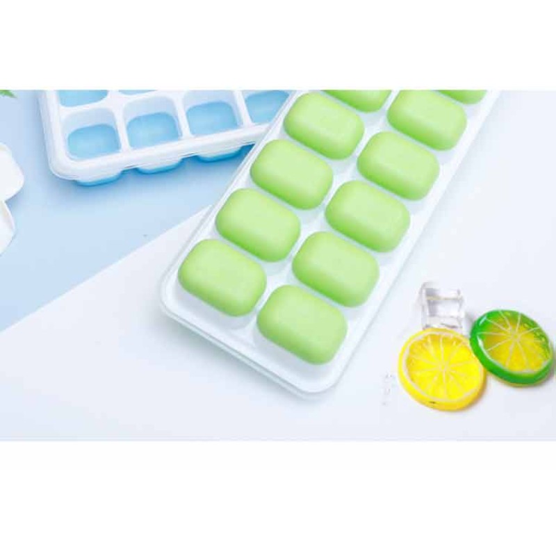 Designer DIY Small Ice Cream Cub Silicone Ice Trays Rubber Ice Tray with Container Lid and Bin