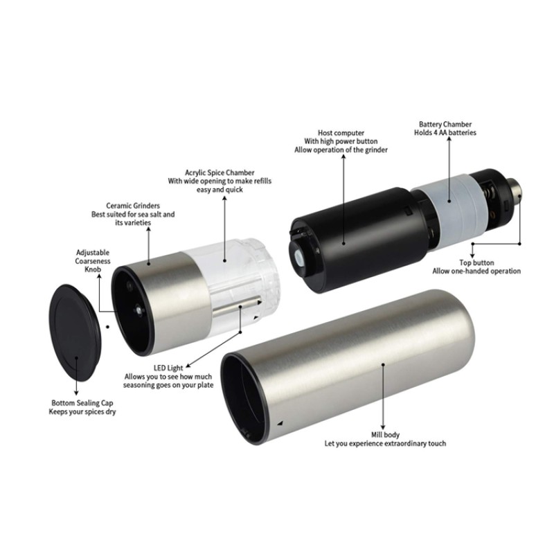 Wholesale Free OEM Automatic Stainless Steel Salt and Pepper Grinder Mill Set