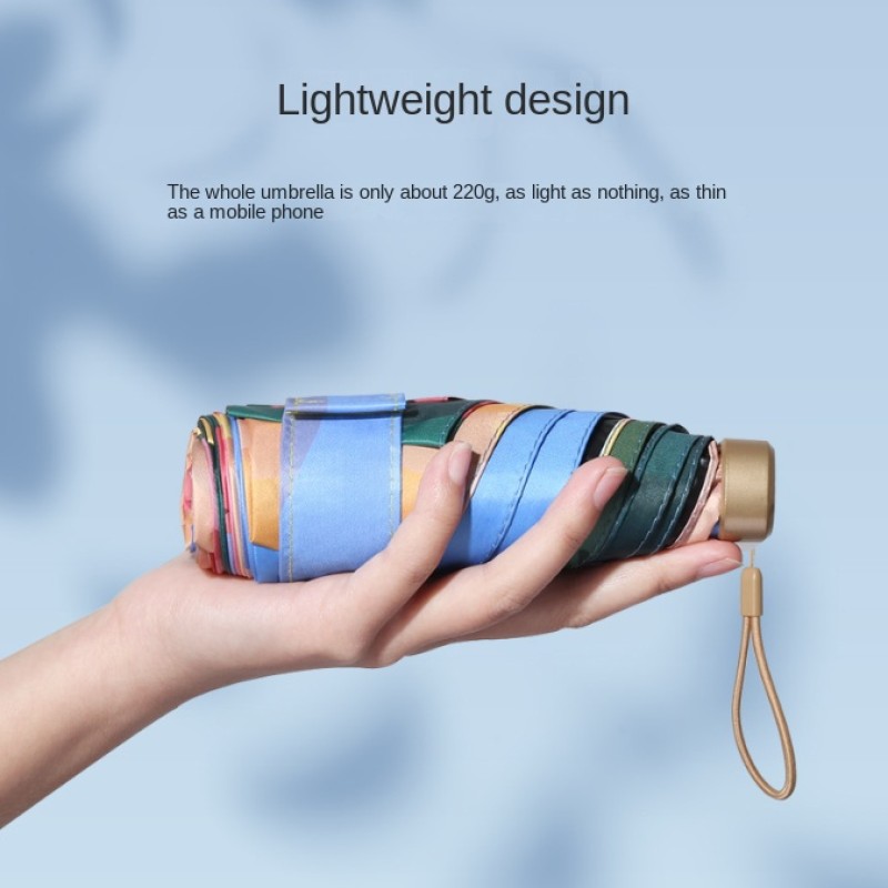 New Woman Girl Umbrella Art Painting Flower Windproof Portable Mini Umbrella UV Proof Sun Shade Rain Cover