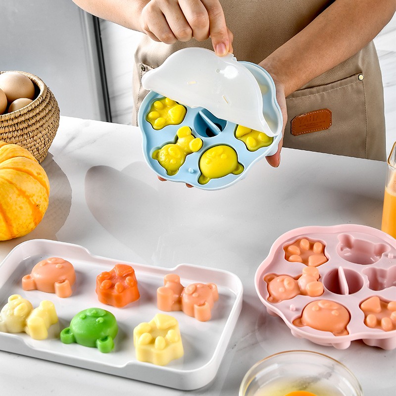 Silicone Baby Auxiliary Mold Bear Ice Cream Jelly Can Be Steamed Hot Rice Cake Jelly Baking Mold Tool