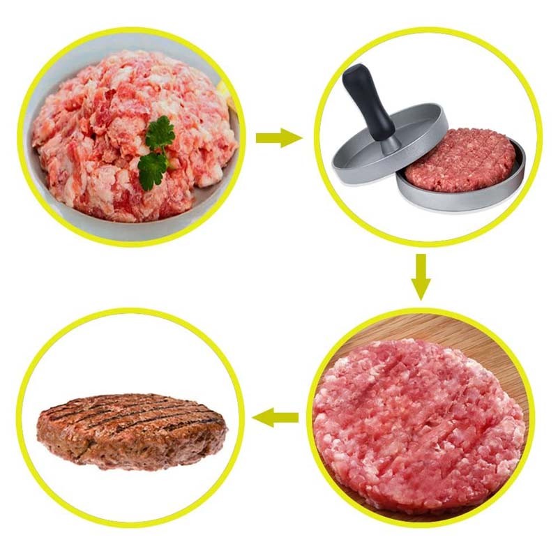 Wholesale Price Food Grade Aluminum Burger Press Non-Stick Coated Hamburger Patty Maker for Home Kitchen Use