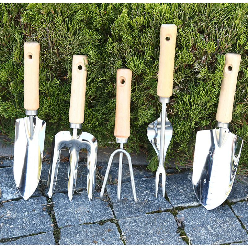 Garden Tool Set - 4 Pieces 5 Pieces Heavy Duty Garden Hand Tools Kit with Wooden Handle